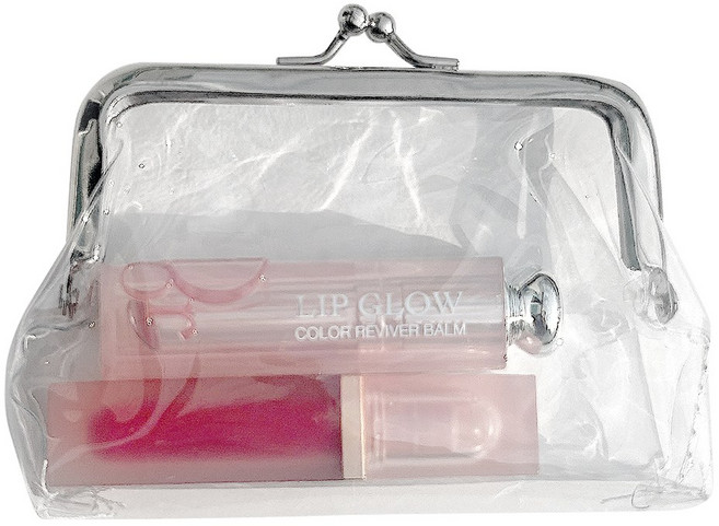 푸꾸푸꾸 투명 동전 지갑 립스틱 동전 화장품 파우치, 투명파우치, 1개