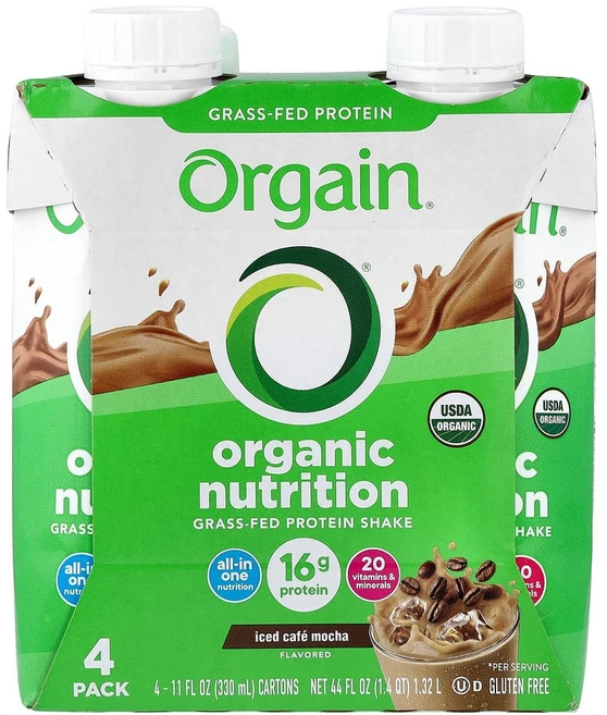 올게인 Organic Nutrition 셰이크 아이스 카페 모카 330ml(11oz) x 4, OGA00305, 1개, 1.32L - 쿠팡