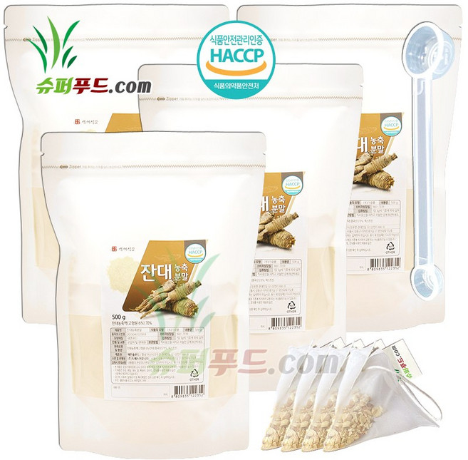 HACCP 식약처 인증 잔대 사삼 사포닌 베타카로틴 비타민 a 비타민c 칼륨 이눌린 잔대농축액 잔대농축분말 + 슈퍼푸드.com 연자육 티백, 500g, 4세트