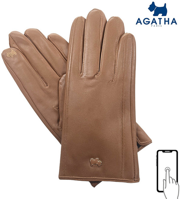 아가타 여성용 스마트터치 카멜색상 가죽장갑 WAGH505
