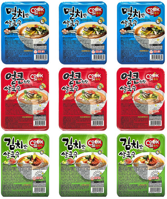 쿡시 쌀국수 92g 3종 3개씩 (멸치맛+얼큰한맛+김치맛), 1개