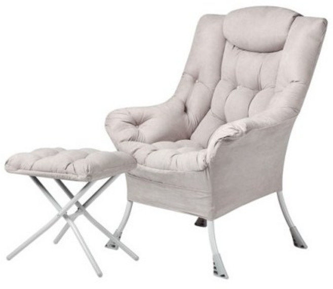 캠프밸리 릴렉스 1인용 밀란소파 플러스 + 쿠션 발받침 체어 세트, 골드그레이 플러스