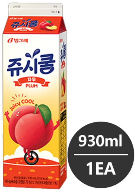 빙그레 쥬시쿨 자두 930ml 1개 냉장배송