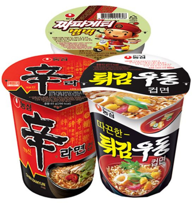 농심 신라면 소컵 6개 + 튀김우동 소컵 6개 + 짜파게티 범벅 소컵 6개, 1개