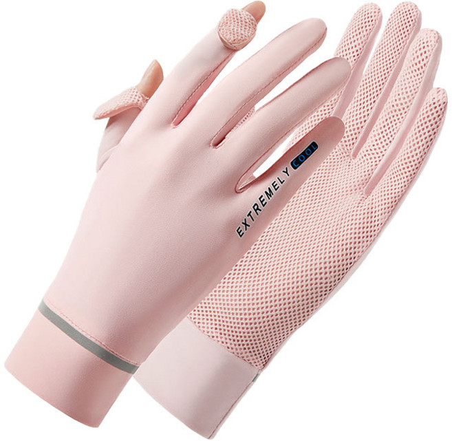 비에스업 남여공용 자외선 차단 스포츠 여름 장갑 쿨링 쿨장갑, 핑크, 1개