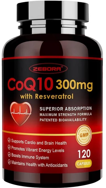 ZEBORA CoQ10-300mg 트랜스 레스베라트롤 PQQ 및 비타민 E 함유 - 바이오페린 함유 고흡수 코엔자임-Q10 - 심장 및 에너지 생산을 위한 강력한 항산화 물질, 1개, 0.9553238532926028 - 쿠팡