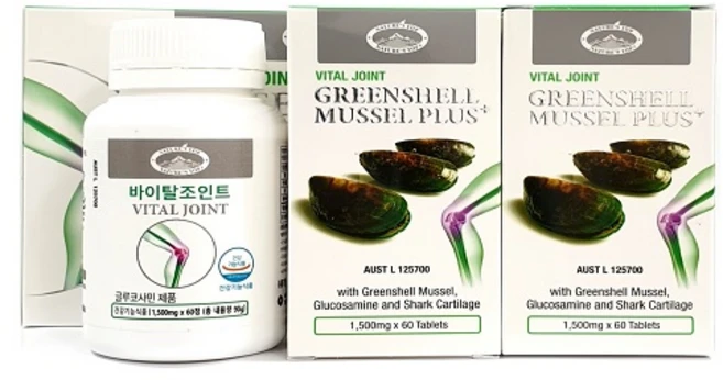 네이쳐스탑 바이탈조인트 그린쉘머슬 플러스 1 500mg x 60정 x 3병 세트, 1세트, 180정 - 쿠팡