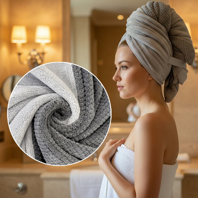 긴머리전용타월 붙임머리전용타월 긴머리타월, 연회색 진회색, 1개