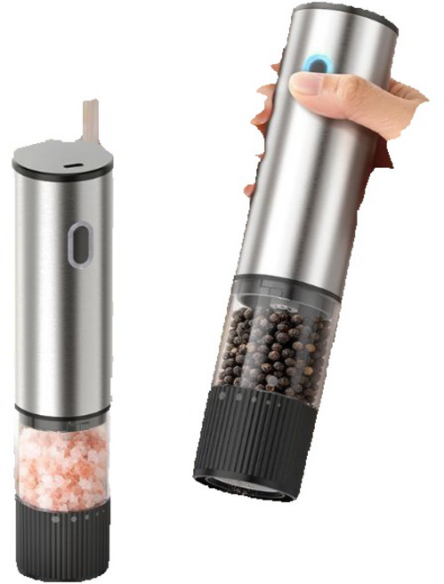 電動研磨器 家用廚房現磨調料機 海鹽黑胡椒粉, 1個, 5檔調節/不鏽鋼機身/陶瓷芯, 100ml