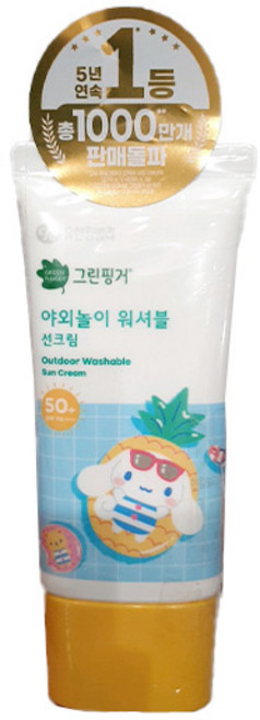 그린핑거 시나모롤 유아용 저자극 야외놀이 워셔블 선크림 SPF50+ PA++++, 80ml, 1개