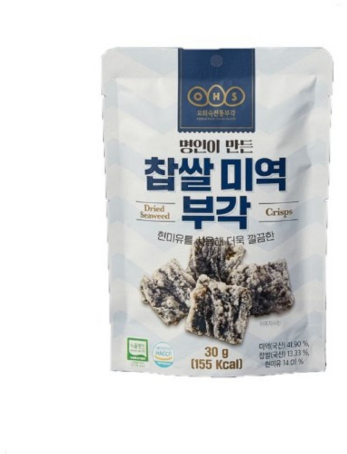 오희숙전통부각 찹쌀 미역 부각, 30g, 5개