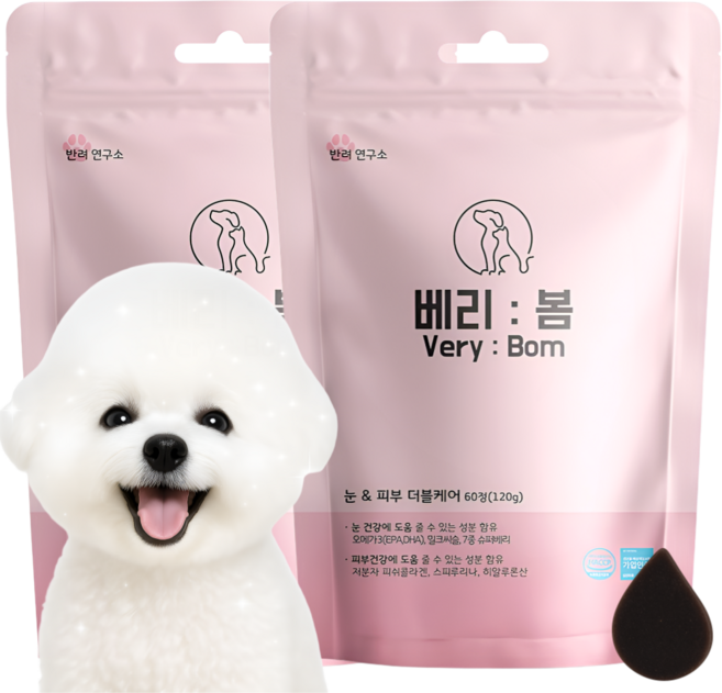 베리봄 강아지 눈 영양제 피부 눈물자국 오메가3, 60정, 종합영양제, 2개