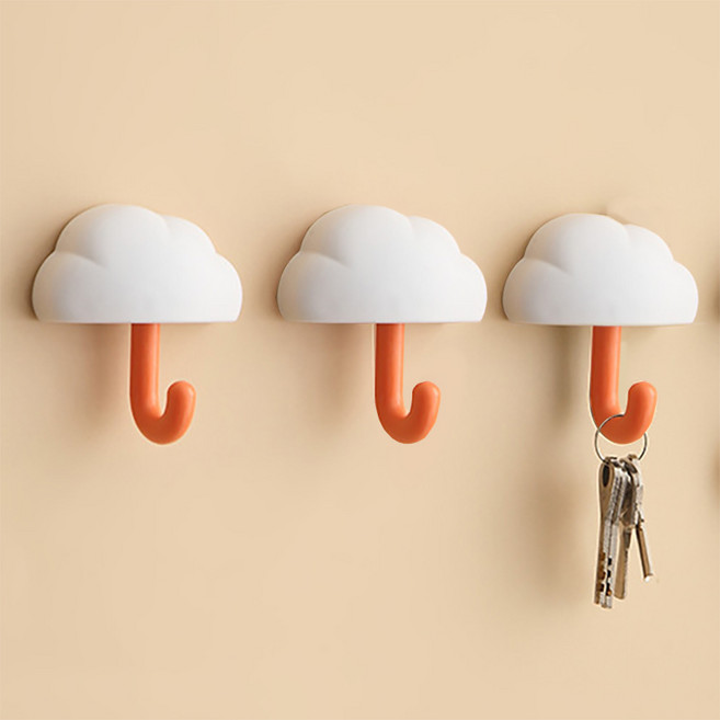 나홈 구름 무타공 접착식 후크 걸이, 6개, 화이트
