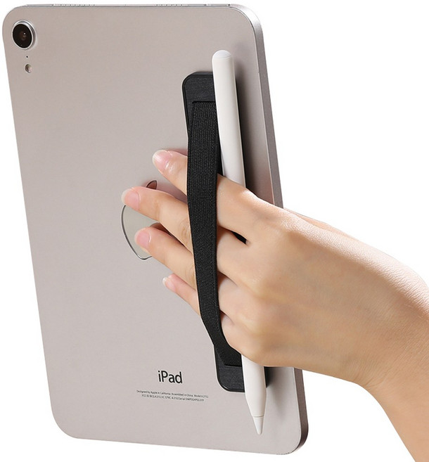 부착형 태블릿 핸드그립 홀더바 밴드 스트랩 펜슬 보관, 1개, 블랙