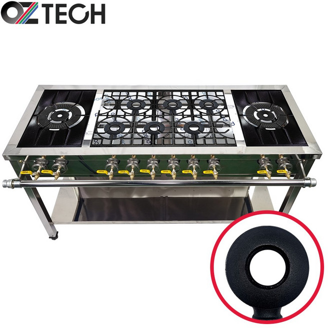 오즈테크 업소용 가스렌지 원형+코팅상판 1500렌지 22-16화구 3세대 주물 간택기, LNG, 높은/0.8t