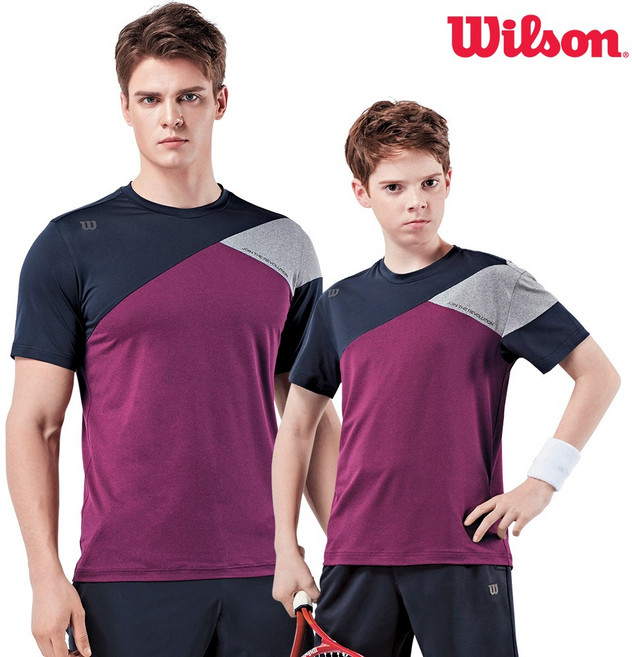 윌슨 남성 라운드 반팔티셔츠 5253 클라렛 단체복