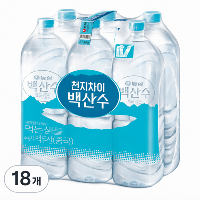 백산수 무라벨 2L(100%), 18개, 2L