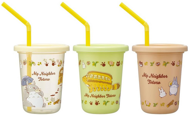 스케이터 캐릭터 빨대컵 3P 세트, 토토로 고양이버스, 1세트