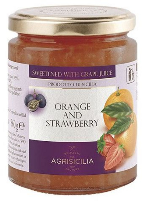 에그리시칠리아 포도즙으로 만든 딸기 오렌지 잼, 360g, 2개