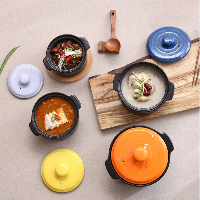 1250도 소성 무균열 컬러 모던 뚝배기 내열냄비, 20cm, 1개