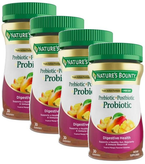 네이처스 바운티 프리+포스트 프로바이오틱 유산균 구미 젤리 Nature's Bounty Pre + Post Probiotic, 4개, 30정
