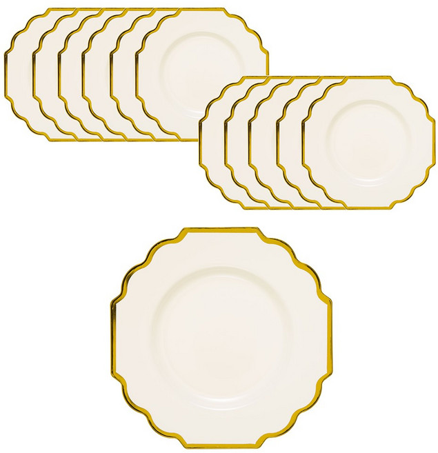 데일리굿 로얄골드 플라스틱 접시 17cm, 12개입, 1개