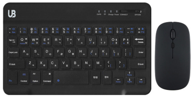 UB BK1 블루투스 무선 키보드+마우스 세트, 텐키리스, 블랙 스몰, BK 1