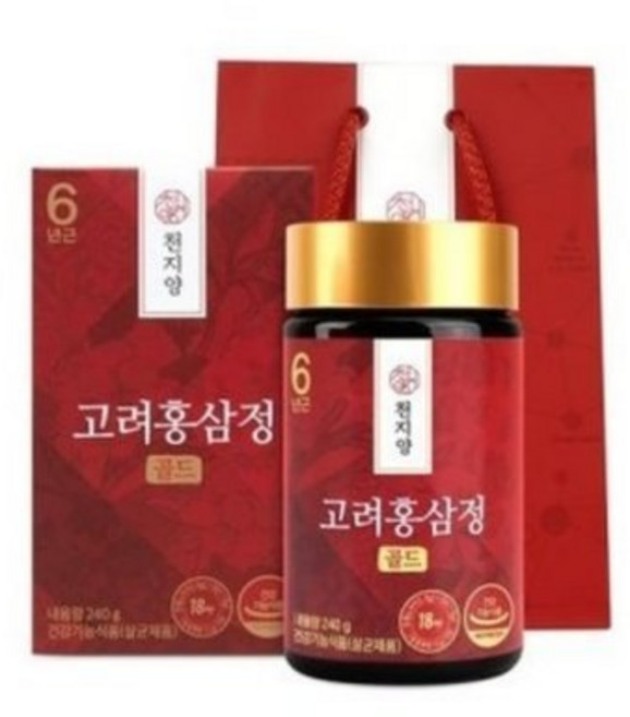 천지양 6년근 고려 홍삼정 골드 + 쇼핑백 세트, 240g, 1세트