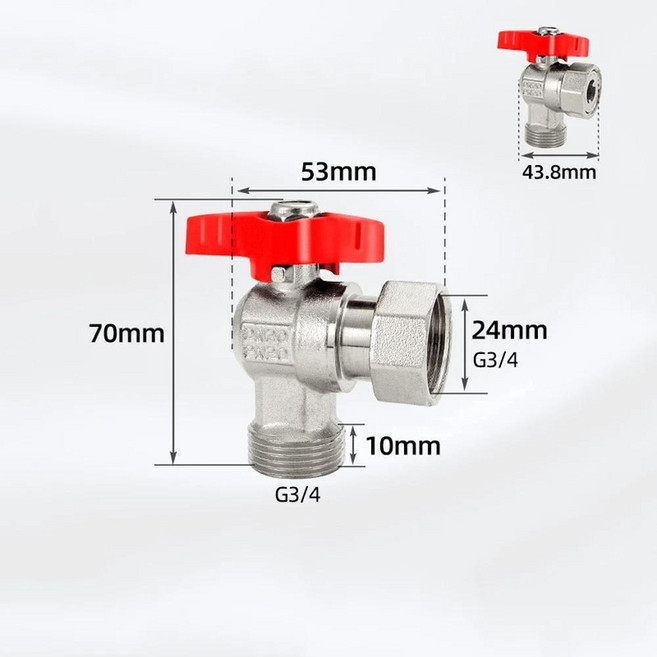 유니온 볼 밸브 암수 나사식 물 분배기 바닥 난방 보일러 벽걸이형, 1개, 색상: 12. DN20 Female-Male