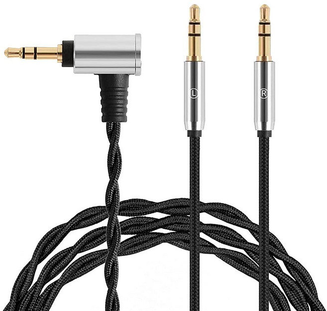 FAAEAL 모니터 헤드폰 케이블 듀얼 3.5mm 오버이어 와이어 고순도 무산소 구리 AUX 코드 Hifiman HE4XX HE-350 Meze 109 Pro와 호환 음, 3.5mm to dual 3.5mm