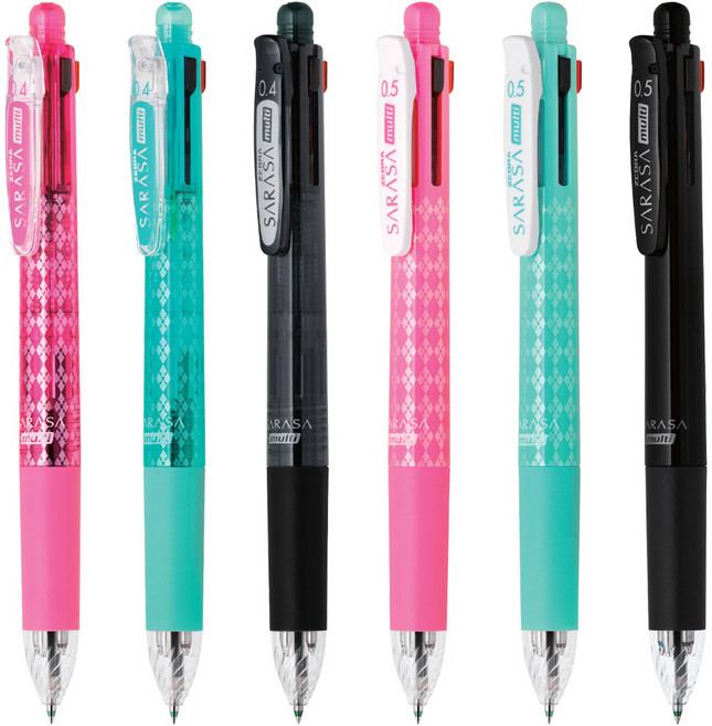 제브라 사라사멀티 4+S/중성펜 4색볼펜+샤프 멀티펜, 0.4mm/블랙
