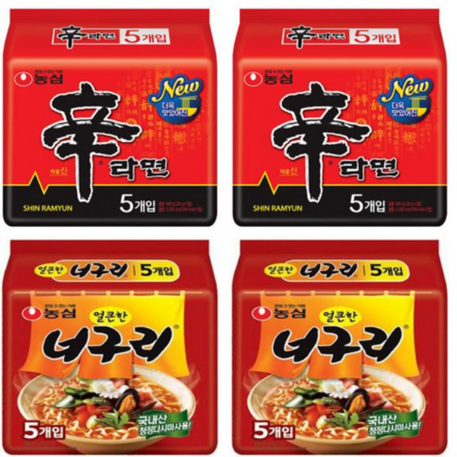 (올따옴)농심너구리얼큰한맛 10개 +농심 신라면 10개, 20개