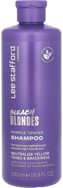 Lee Stafford Bleach Blondes 퍼플 토닝 샴푸 표백 하이라이트 및 자연스러운 밝은 블론드 모발용 500ml(16.9fl oz), LeeStaffordBleachBlondes퍼플토닝샴푸, 1개, 500ml - 쿠팡