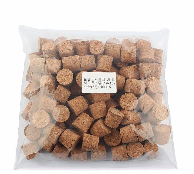 코르크 콜크 마개 뚜껑 병마개 코르크마개 1P 50P 100P, joeun-코르크-중_19x17(100개), 1세트
