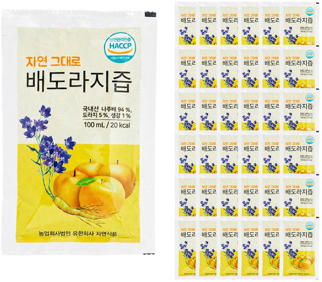 자연식품 자연 그대로 배도라지즙, 100ml, 100개