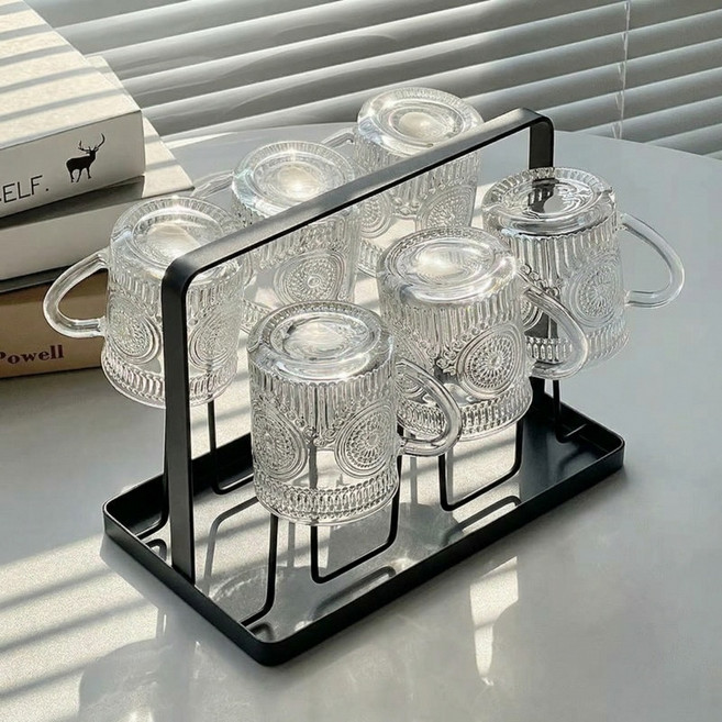 상덕 스테인리스 컵거치대 컵걸이 건조대 주방 컵정리 수납, 1개, 블랙