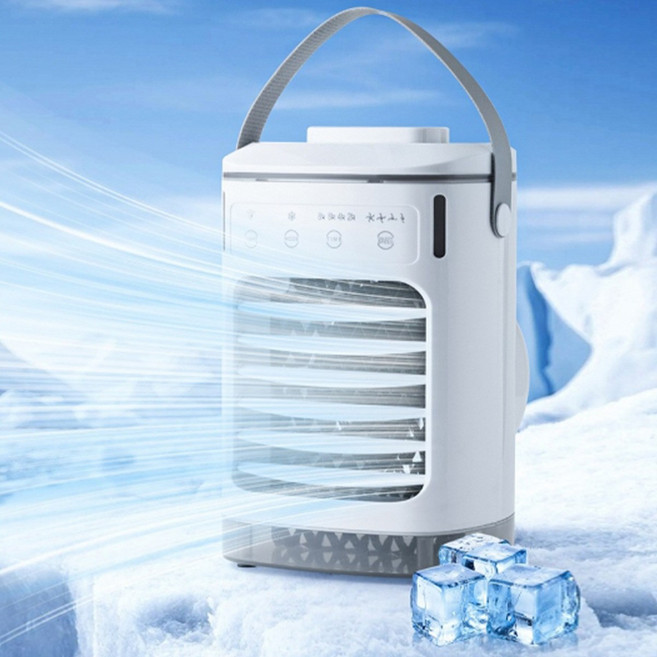 냉풍기 휴대용 탁상용 선풍기 가습 저소음 대풍량, 화이트