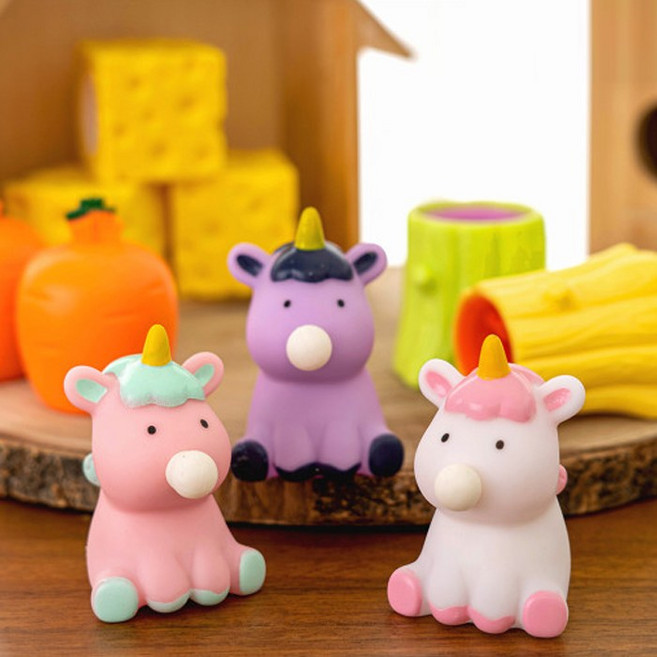 [오피스스쿨] 민화샵 말랑이 장난감세트 (토끼/다람쥐/치즈쥐/유니콘) 스퀴시 스트레스볼 모찌 쫀득 장난감 어린이선물