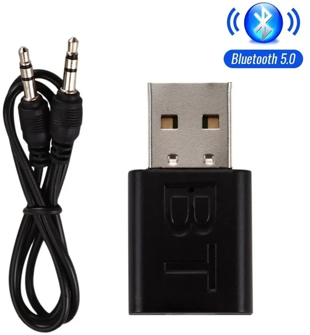 USB 블루투스 5.0 수신기 무선 어댑터 3.5mm AUX 잭 PC 차량용 음악 스테레오 오디오 TV 헤드폰용, 01 Bluetooth 5.0