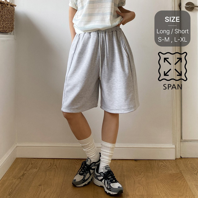 잇진 여성 빅사이즈 버뮤다 절개 라인 트레이닝 밴딩 5부 반바지 (숏/롱 2단기장)