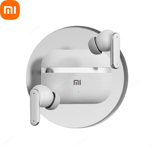 Xiaomi 프리미엄 인조 가죽 진정한 무선 블루투스 이어버드 디자인 매우 긴 배터리 수명 소음 제거, 02 White