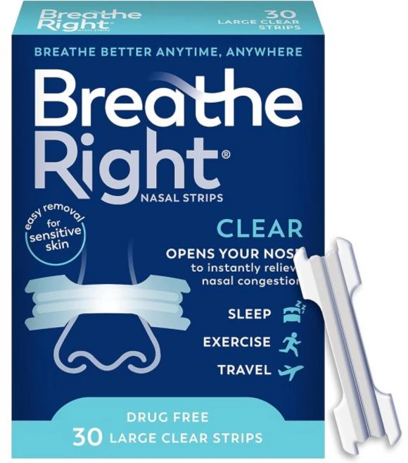 브리드 라이트 비강 스트립 클리어 대형 30개입, Nasal Strips - 쿠팡