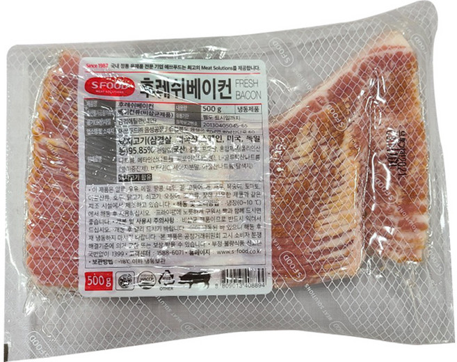 에쓰푸드 후레쉬 베이컨 슬라이스 500g, 1