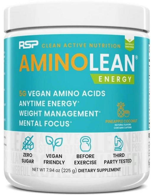 RSP 비건 아미노린 올인원 천연 프리워크아웃 아미노 에너지 체중 관리 BCAA 포함 완전 파우더 파인애플, 1개, 225g - 쿠팡
