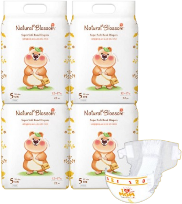 네추럴블라썸 비건 밴드 기저귀 (XL), 88매, 5단계