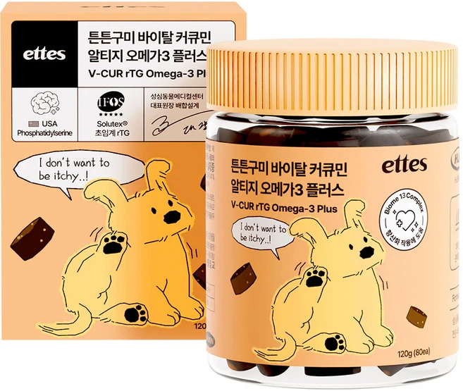 엣츠 튼튼구미 강아지 오메가3 영양제, 1개, 피부/피모, 80정 - 쿠팡