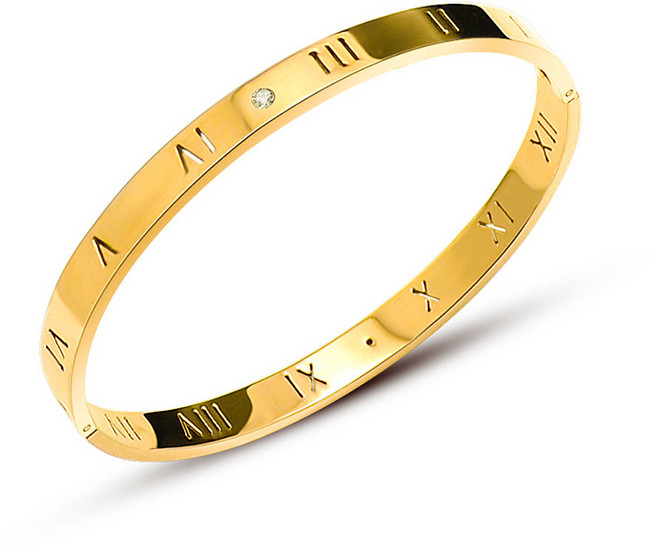 Youmi 18K 도금 럭셔리 로마 숫자 타원형 뱅글 LP09