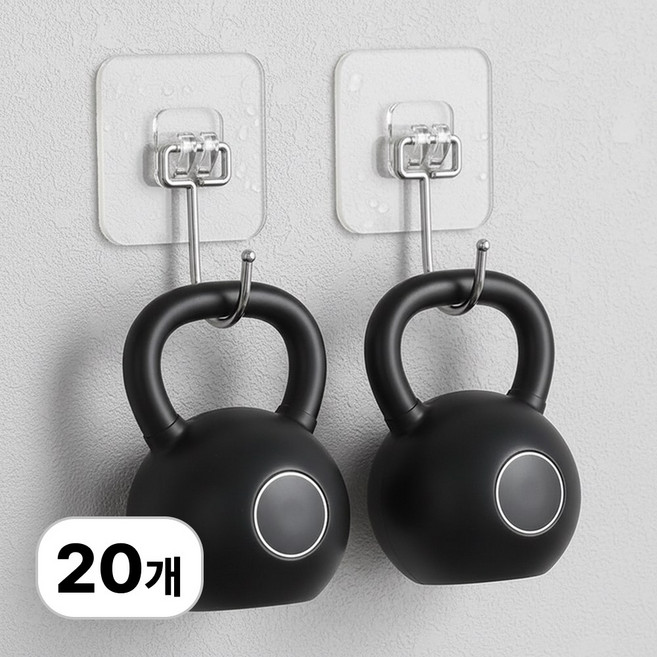 로멀리 초강력 접착식 벽걸이 후크, 20개, 투명