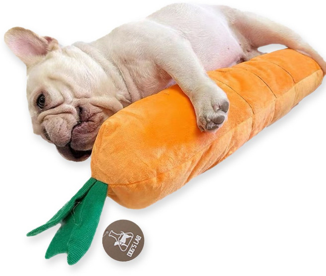 독스랩 바스락 삑삑이 장난감 왕당근, 1개, 주황색