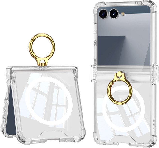 엘디엑크스 맥세이프 투명 핑거링 힌지보호 휴대폰 케이스